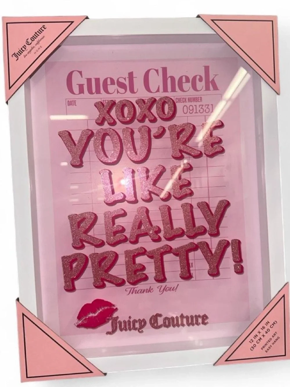 Juicy Couture Pink Glitter 'XOXO You're Like Really Pretty' Wall Art
